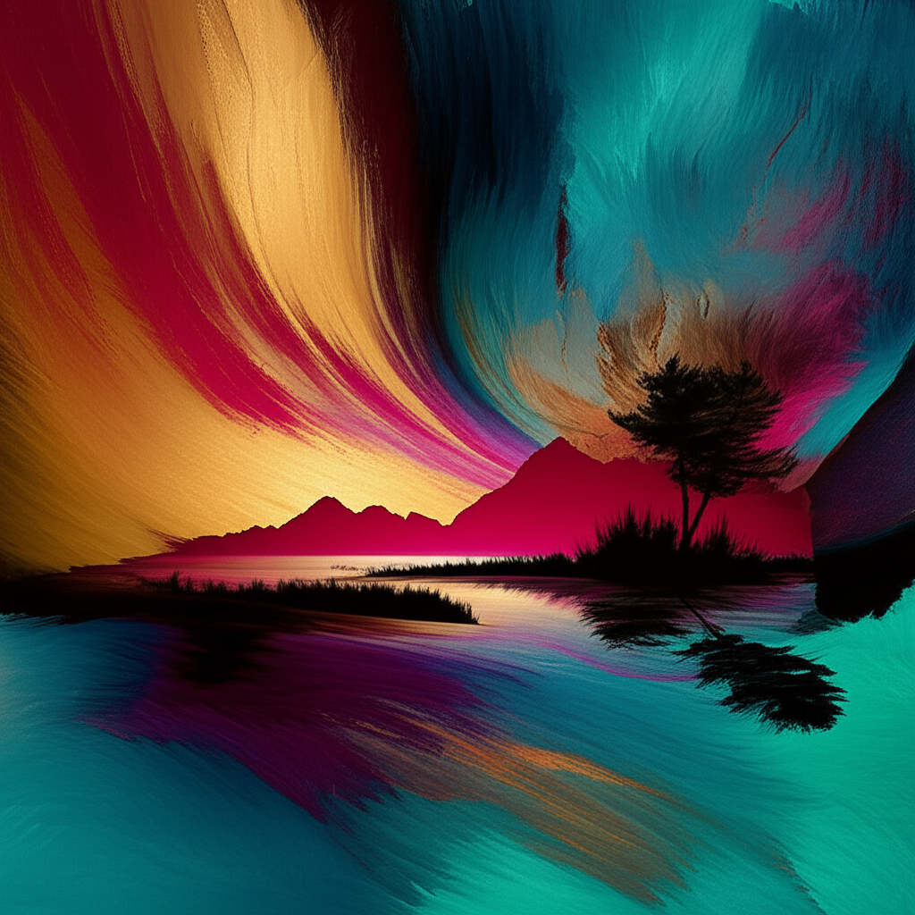 Abstract visualization of AI art generation process with swirling colors