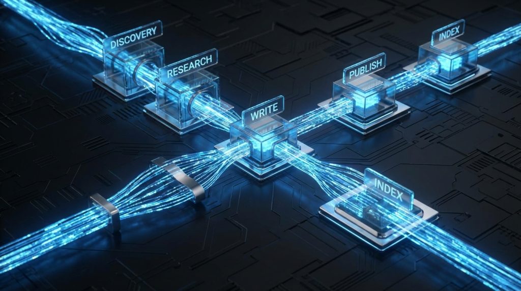 OpenClaw AI content pipeline - automated stages from discovery to published article