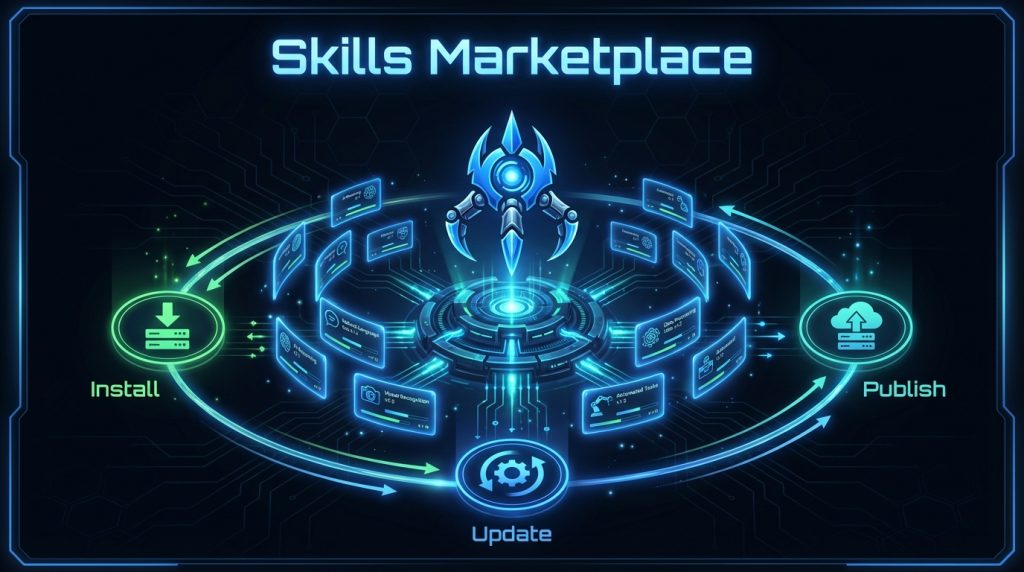 OpenClaw ClawdHub -- skills marketplace for installing and managing AI agent skills